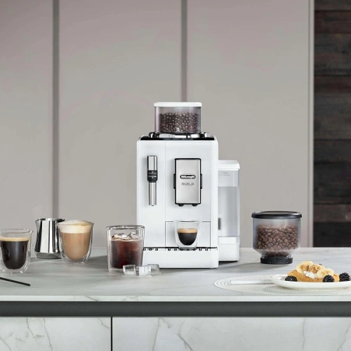 Кофемашина DeLonghi EXAM440.35.W Сменный контейнер для зёрен (2шт.); мерная ложка; полоска для определения жёсткости воды