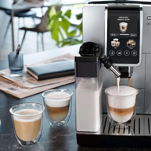 Кофемашина DeLonghi ECAM380.85.SB Графин для молока; фильтр для воды; полоска на определение жесткости воды; декальцинатор; мерная ложка; инструкция