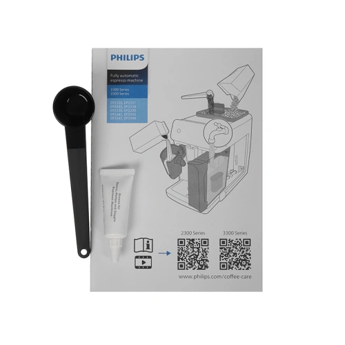 Кофемашина Philips EP2334/10 Series 2300 LatteGo документация, мерная ложка, тестовая полоска для проверки жесткости воды и фильтр АкваКлин