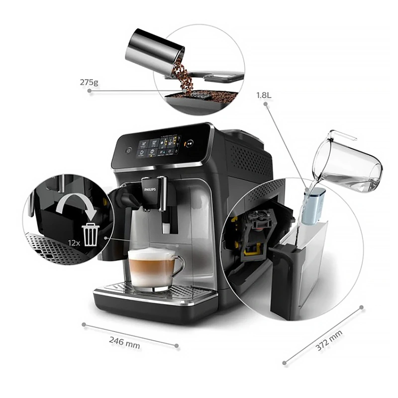 Кофемашина Philips EP2236/40 Series 2200 LatteGo мерная ложка, полоски для определения уровня жесткости воды, смазка, фильтр для воды