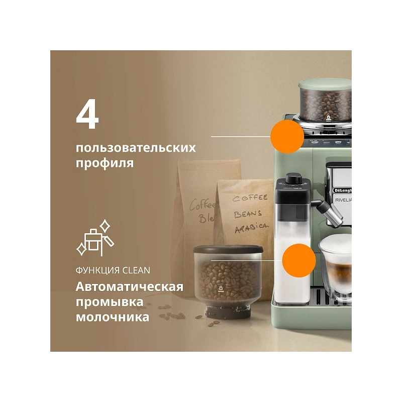 Кофемашина DeLonghi EXAM441.55.GR Сменный контейнер для зёрен (2шт.); мерная ложка; полоска для определения жёсткости воды