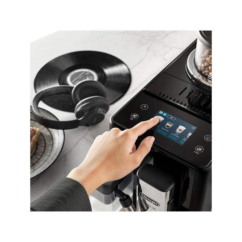 Кофемашина DeLonghi EXAM440.55.B Сменный контейнер для зёрен (2шт.); мерная ложка; полоска для определения жёсткости воды