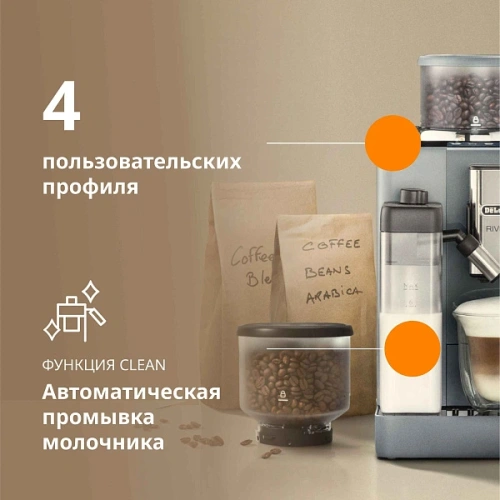 Кофемашина DeLonghi EXAM440.55.G Сменный контейнер для зёрен (2шт.); мерная ложка; полоска для определения жёсткости воды