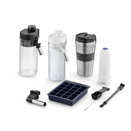 Kофемашина DeLonghi ECAM450.86.T Графин для молока; фильтр для воды; кружка To Go; мерная ложка; силиконовая форма для льда; инструкция