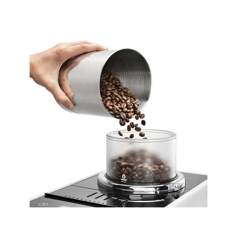 Кофемашина DeLonghi EXAM440.55.W Сменный контейнер для зёрен (2шт.); мерная ложка; полоска для определения жёсткости воды