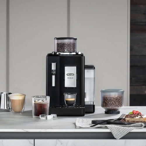 Кофемашина DeLonghi EXAM440.35.B Сменный контейнер для зёрен (2шт.); мерная ложка; полоска для определения жёсткости воды