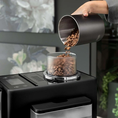 Кофемашина DeLonghi EXAM440.55.B Сменный контейнер для зёрен (2шт.); мерная ложка; полоска для определения жёсткости воды
