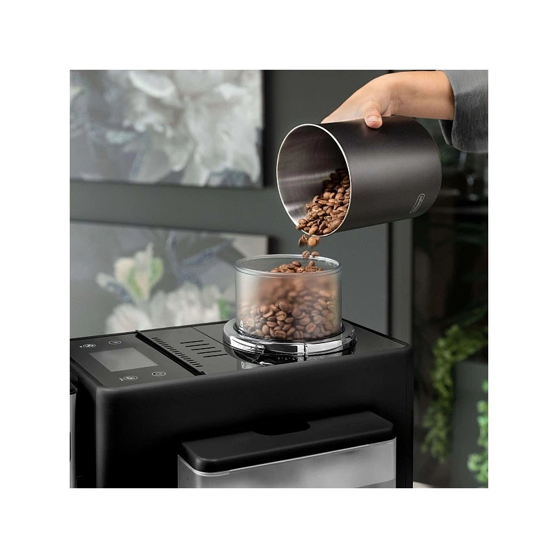 Кофемашина DeLonghi EXAM440.55.B Сменный контейнер для зёрен (2шт.); мерная ложка; полоска для определения жёсткости воды