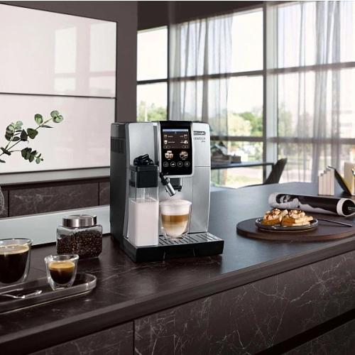 Кофемашина DeLonghi ECAM380.85.SB Графин для молока; фильтр для воды; полоска на определение жесткости воды; декальцинатор; мерная ложка; инструкция