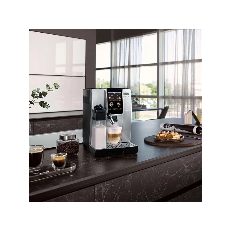 Кофемашина DeLonghi ECAM380.85.SB Графин для молока; фильтр для воды; полоска на определение жесткости воды; декальцинатор; мерная ложка; инструкция