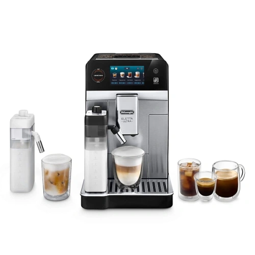 Кофемашина DeLonghi ECAM470.85.MB Два кувшина для молока LatteCrema Hot (горячие напитки), LatteCrema Cool (холодные напитки), фильтр для воды, мерная ложка для молотого кофе с кисточкой, полоска для определения жесткости воды, носик для подачи горячей во