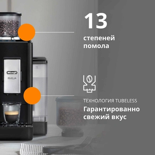 Кофемашина DeLonghi EXAM440.35.B Сменный контейнер для зёрен (2шт.); мерная ложка; полоска для определения жёсткости воды